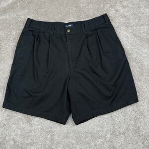 Vtg Dockers Black Pleated Chino Shorts Classic Cotton Twill Size 33 Preppy